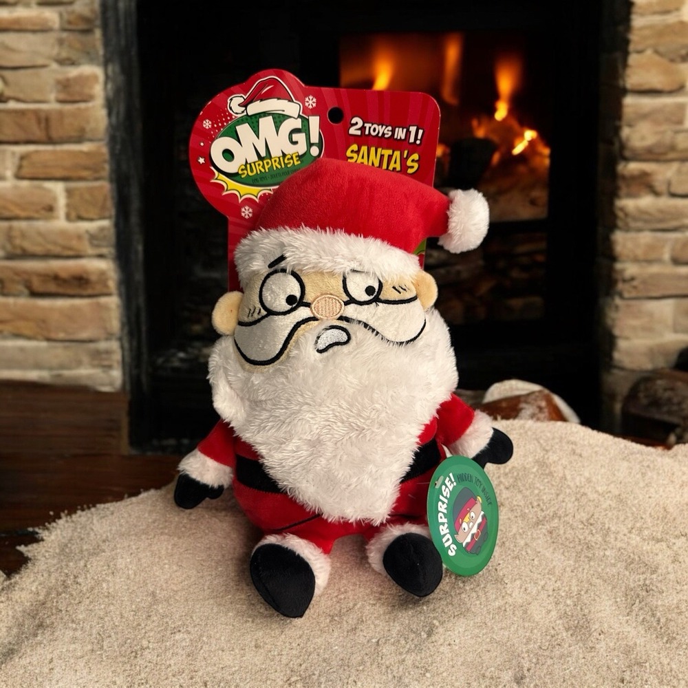 OMG! Surprise Holiday SANTA'S BFF 2 in 1 Hidden Dog Toy Plush Chew Christmas NWT